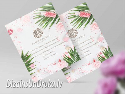 Divas skrejlapas ar ziedu dizainu skaistumkopšanas pakalpojumiem